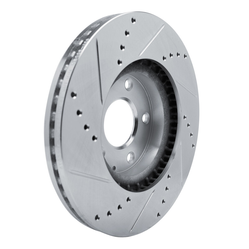 Mazda CX-5 Brake Rotor (1) - Front Right - R1 Concepts - Drilled & Slotted - Silver - `13-`19